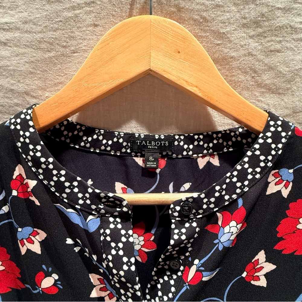 Talbots Floral Mixed-Print Dress | Belted Waist | Long Sleeve - Picture 4 of 13